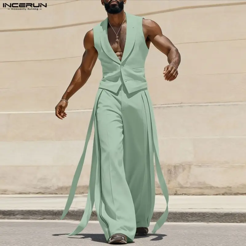 Mens Fashion Summer - طقم رجالي من INCERUN بلون موحد