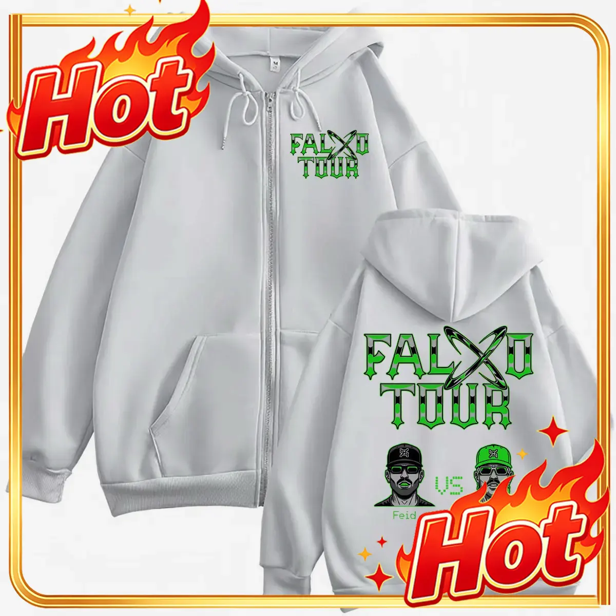 Mens Fashion Zip Up Hoodies - هودي بسحاب Feid Vs Ferxxo Falxxo