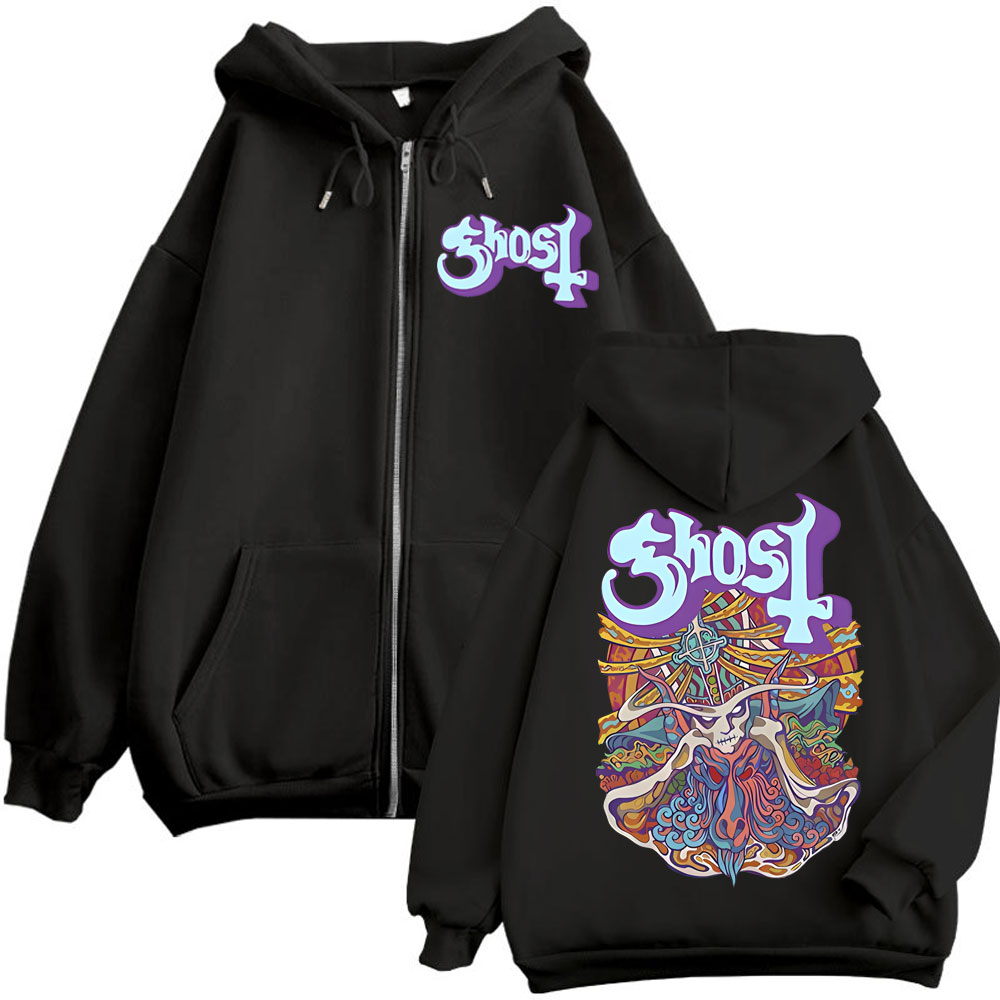 هوديز بسحاب بتصميم فرقة غوست ل - مراجعة Mens Fashion Zip Up Hoodies وسعره