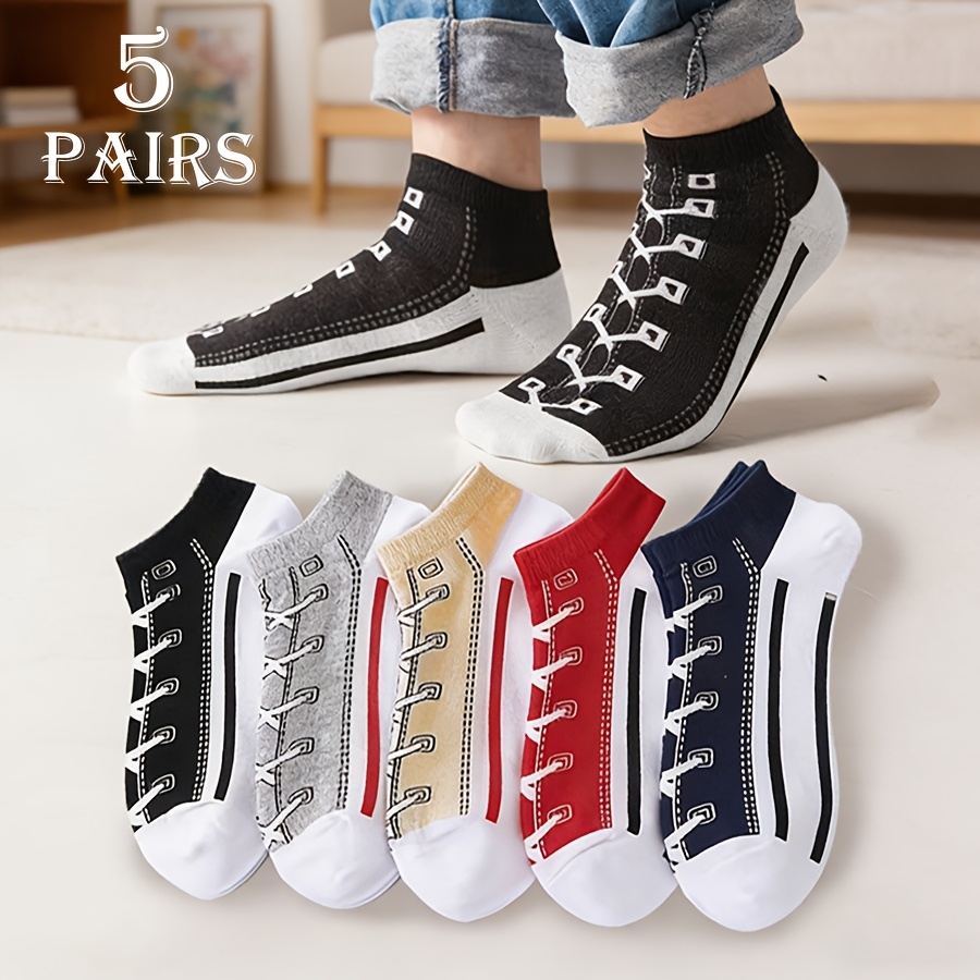 5 أزواج من الجوارب القطنية الر - مراجعة Socks Ankle Men وسعره