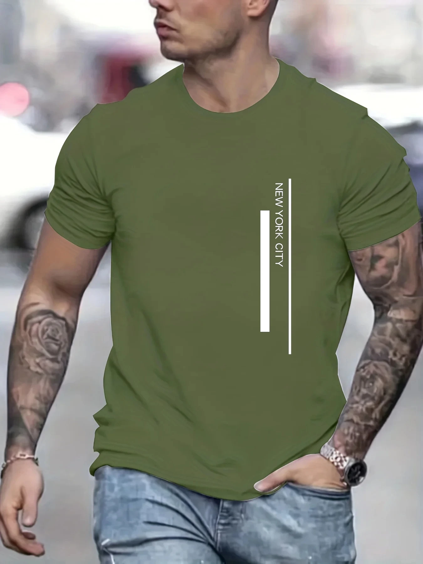 تي شيرت عصري بطباعة حروف مدينة - مراجعة Men'S Fashion New York وسعره