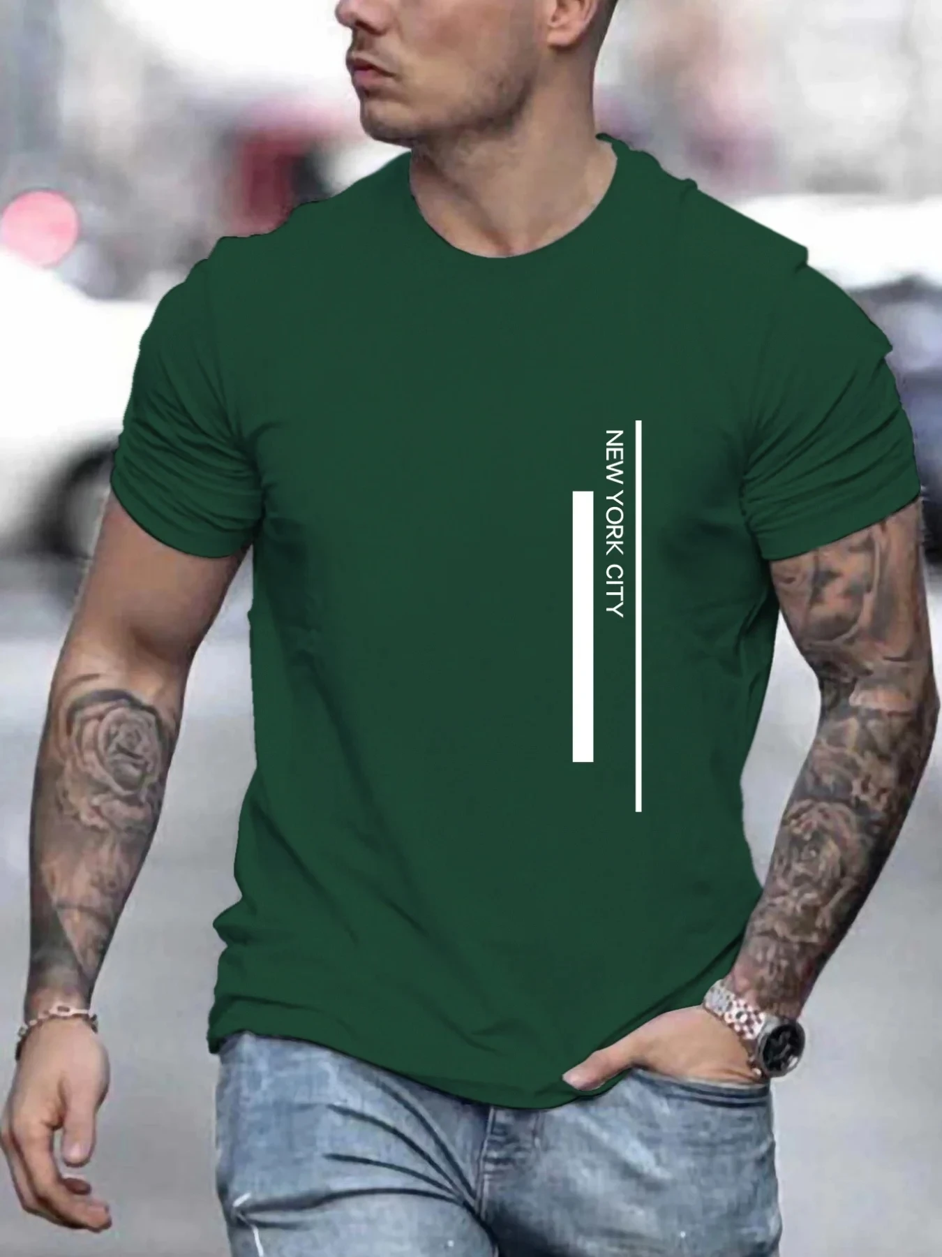 تي شيرت عصري بطباعة حروف مدينة - مراجعة Men'S Fashion New York وسعره