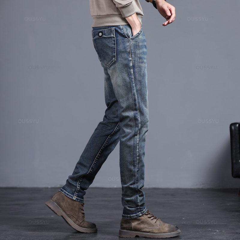 ربيع الخريف الرجال الموضة الكل - مراجعة Men'S Fashion Grey Jeans وسعره