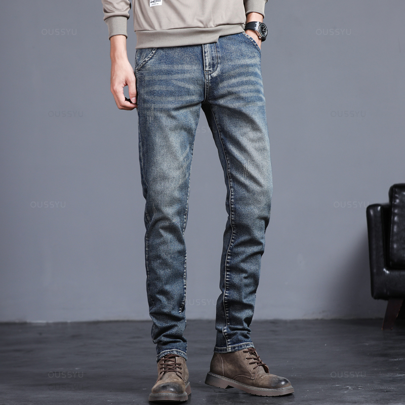 ربيع الخريف الرجال الموضة الكل - مراجعة Men'S Fashion Grey Jeans وسعره